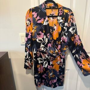 Fate Floral Print Suit Wrap Dress